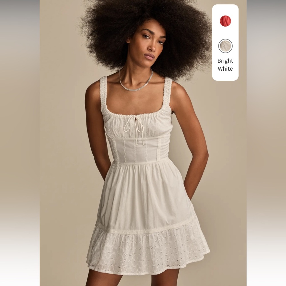 Lucky Brand White Eyelet Sundress with Corset Bodice